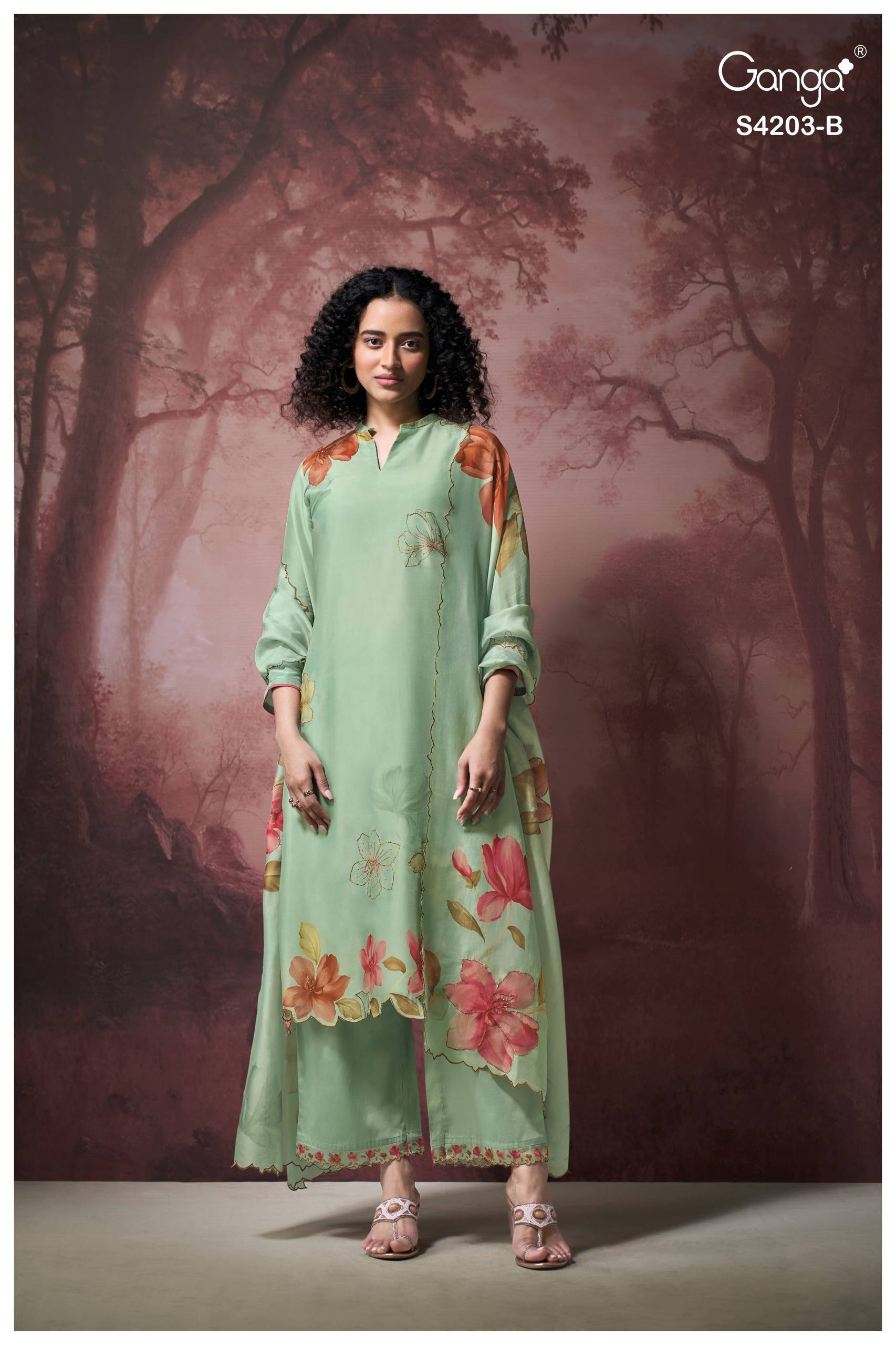 EKTHARA 4203 Series By GANGA FASHION Stylish Beautiful Colourful PURE BEMBERG SILK Dresses At Wholesale Price